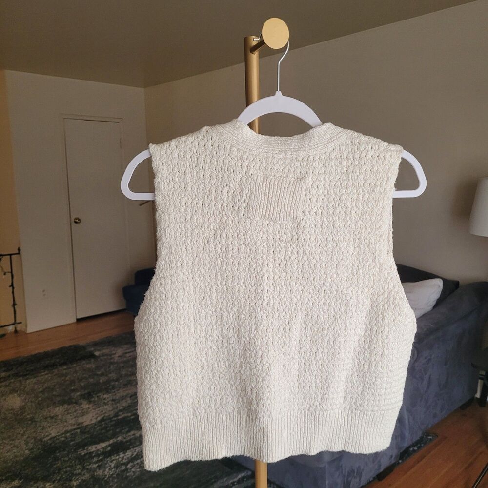 Free People Ava Vest In Sugar Straw Cream Size XL NWT Free People Sweater Vest - Picture 6 of 15